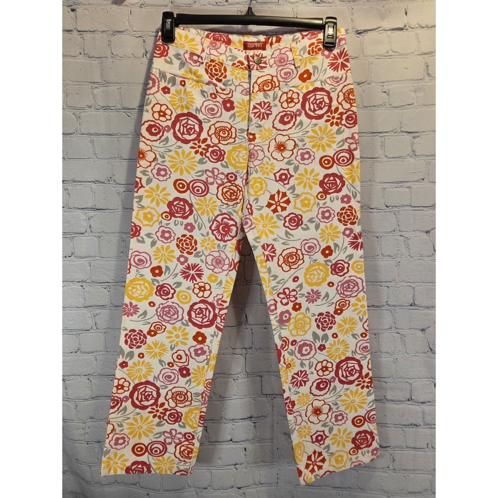 ESPRIT Vintage‎ 90s Denim Straight Leg Juniors 5/6 Floral Print